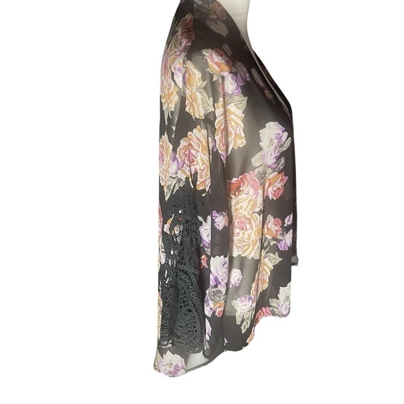 Cotton Candy Floral Sheer Women's Top kimono size S - Picture 1 of 7